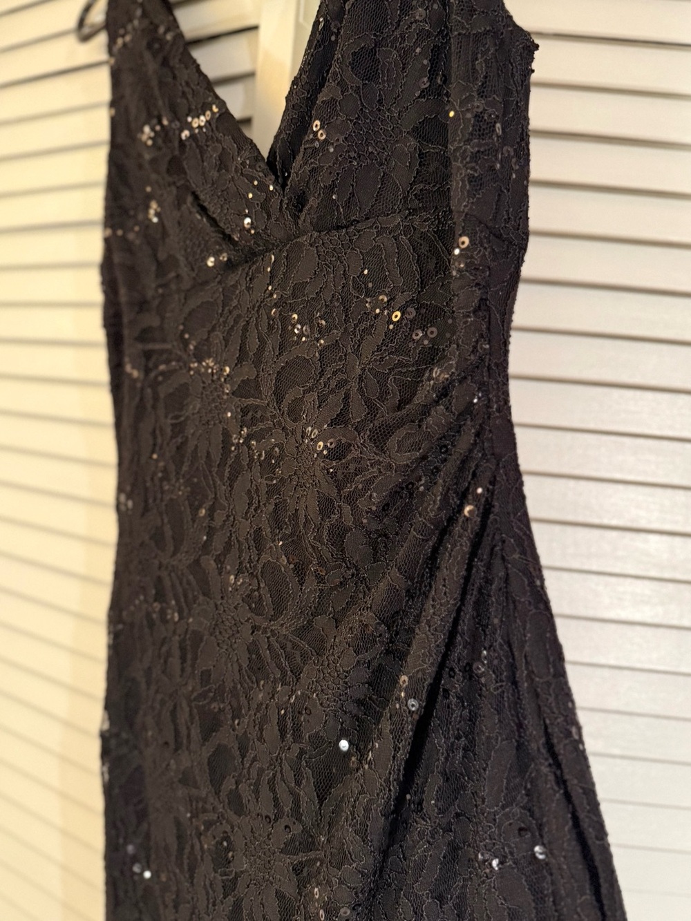 Lauren Ralph Lauren Black Lace Sequin Maxi Dress Size 2 Like New